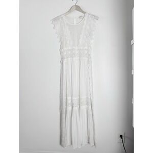 Sundance Vtg Maxi Dress Womens S 4 Boho Lace Tiered Festival Bridal Cottagecore